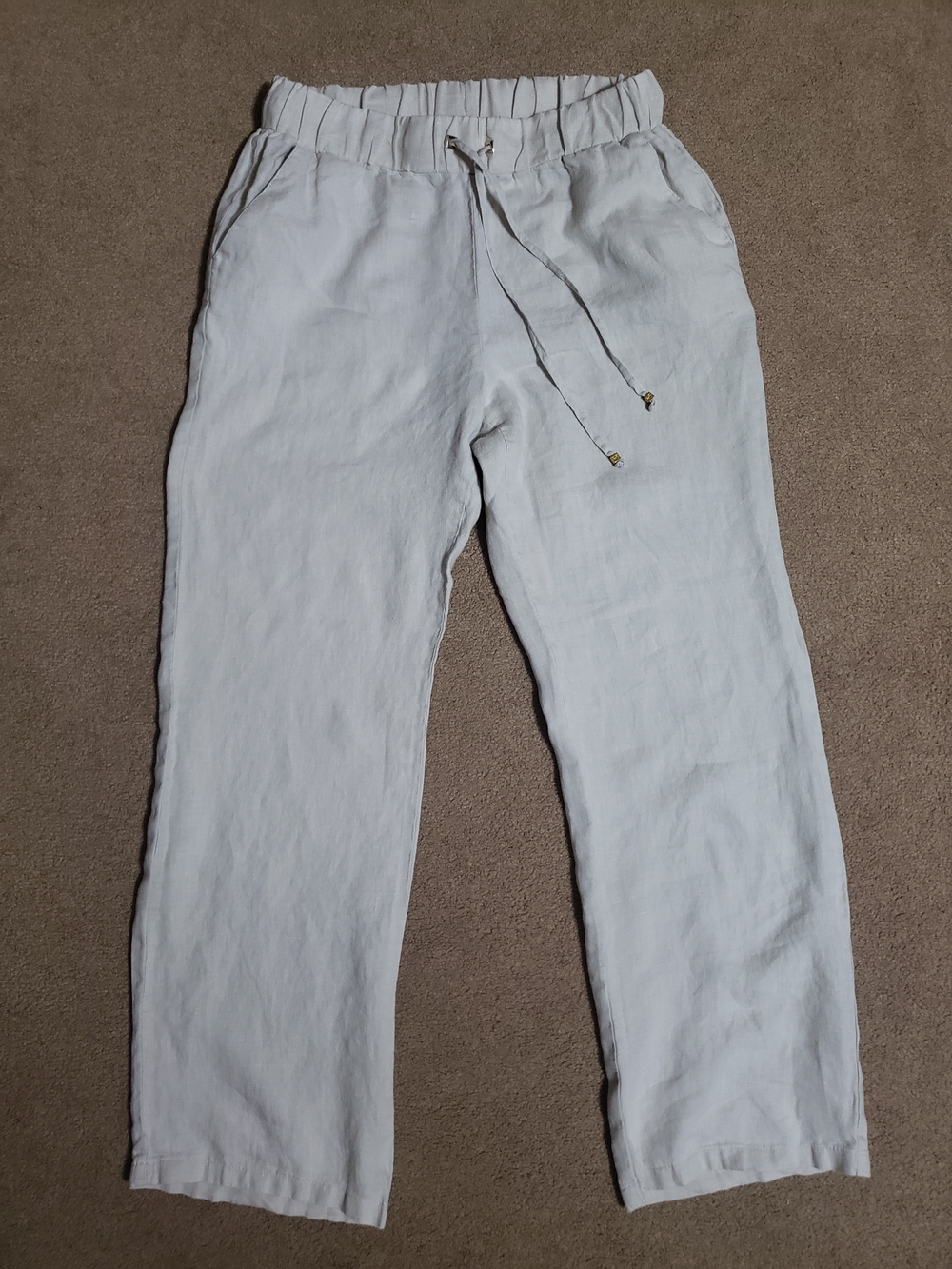 100% Cotton Linen Pants - Elastic, Drawstring, Pockets